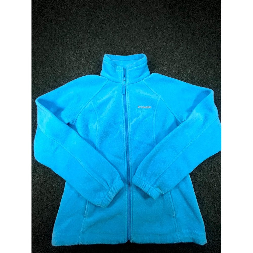 Columbia Sportswear Jacket Womens Medium Blue Fleece Mock Neck Full Zip Outdoor